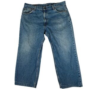 Levi's 505XX Relaxed Fit Blue Jeans light distressed short cropped ankle vintage